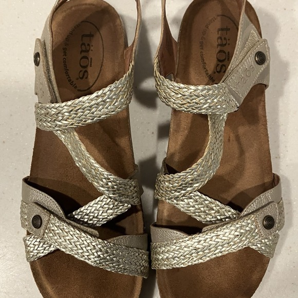 new TAOS Trulie 41 / 10 - 10.5 Woven Leather Ankle Strap Comfort Sandals Stone - Picture 10 of 11